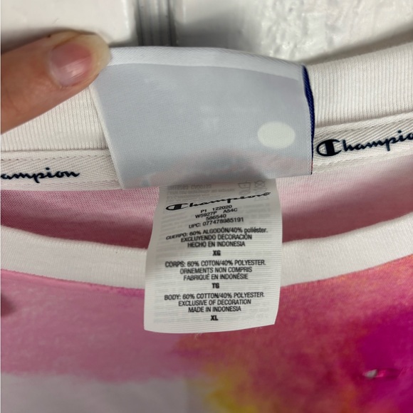 Champion Women's XL Colorful Tie-Dye Front Bow Tie Short Sleeve - Picture 8 of 12